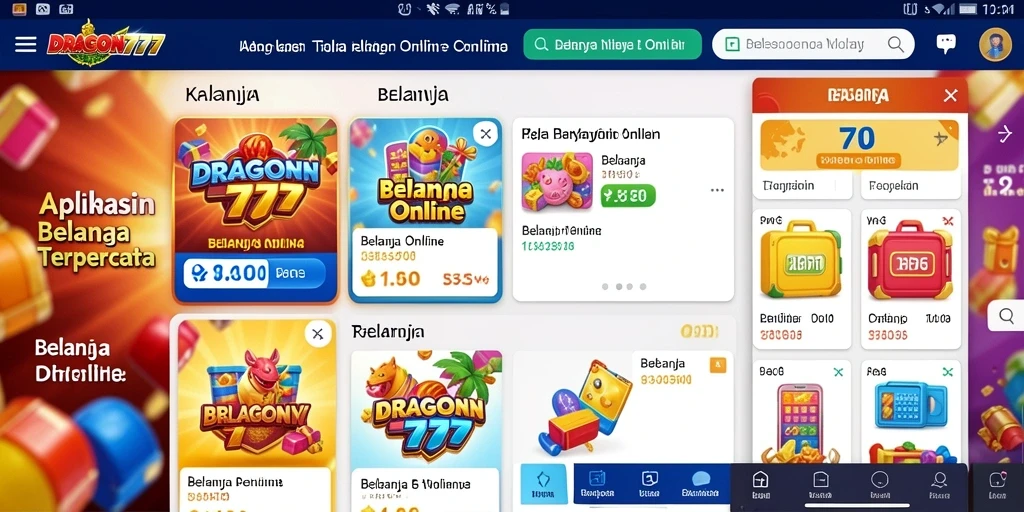 Tampilan antarmuka aplikasi DRAGON777 untuk Belanja Online.