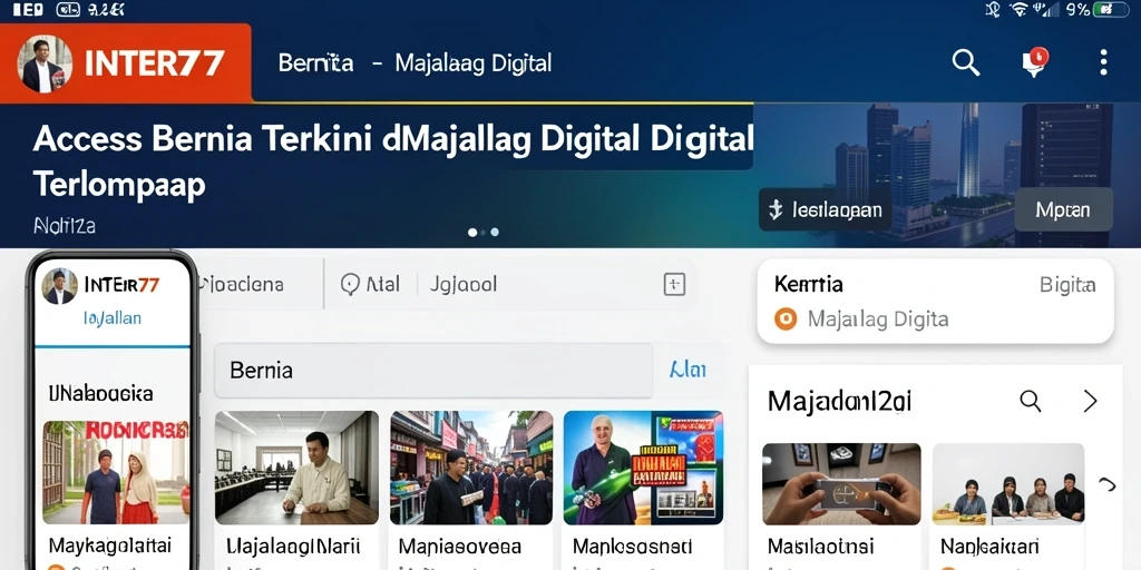 Tampilan antarmuka INTER77 dengan fitur Majalah Digital yang menarik.