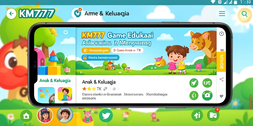 Antarmuka aplikasi KM777 yang interaktif dan menyenangkan bagi anak.